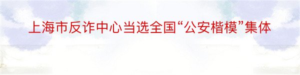 上海市反诈中心当选全国“公安楷模”集体