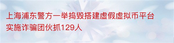 上海浦东警方一举捣毁搭建虚假虚拟币平台实施诈骗团伙抓129人